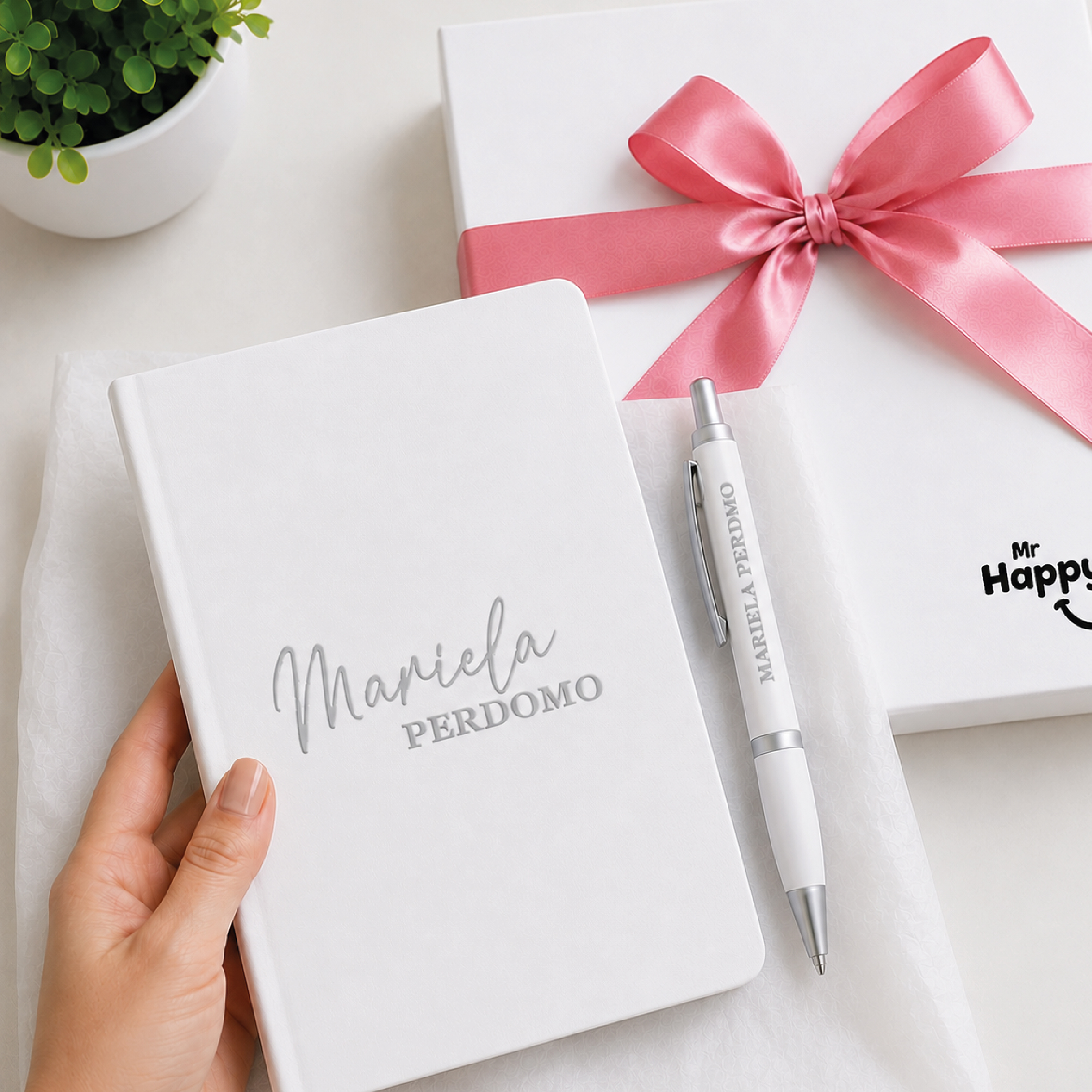 Libreta Blanca Personalizada con Lapicero para Regalo Ejecutivo