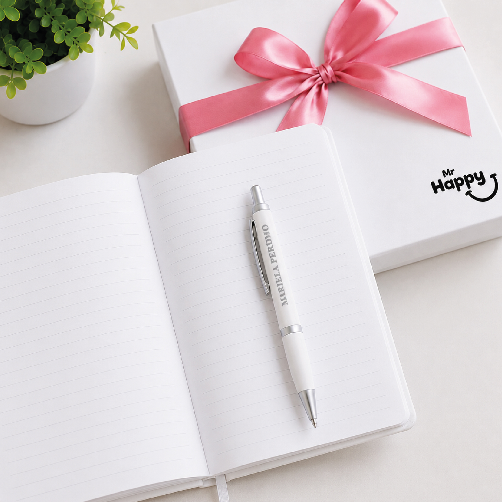 Libreta Blanca Personalizada con Lapicero para Regalo Ejecutivo